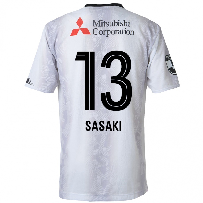 Kids Football Shoei Sasaki #13 White Black Away Jersey 2024/25 T-Shirt Za