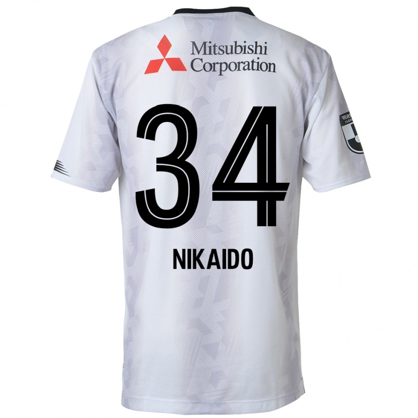 Kids Football Rintaro Nikaido #34 White Black Away Jersey 2024/25 T-Shirt Za