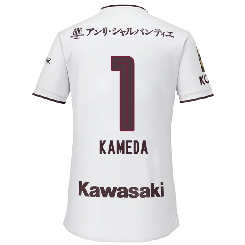 Kids Football Taiga Kameda #1 White Red Away Jersey 2024/25 T-Shirt Za