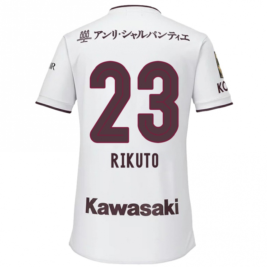 Kids Football Rikuto Hirose #23 White Red Away Jersey 2024/25 T-Shirt Za