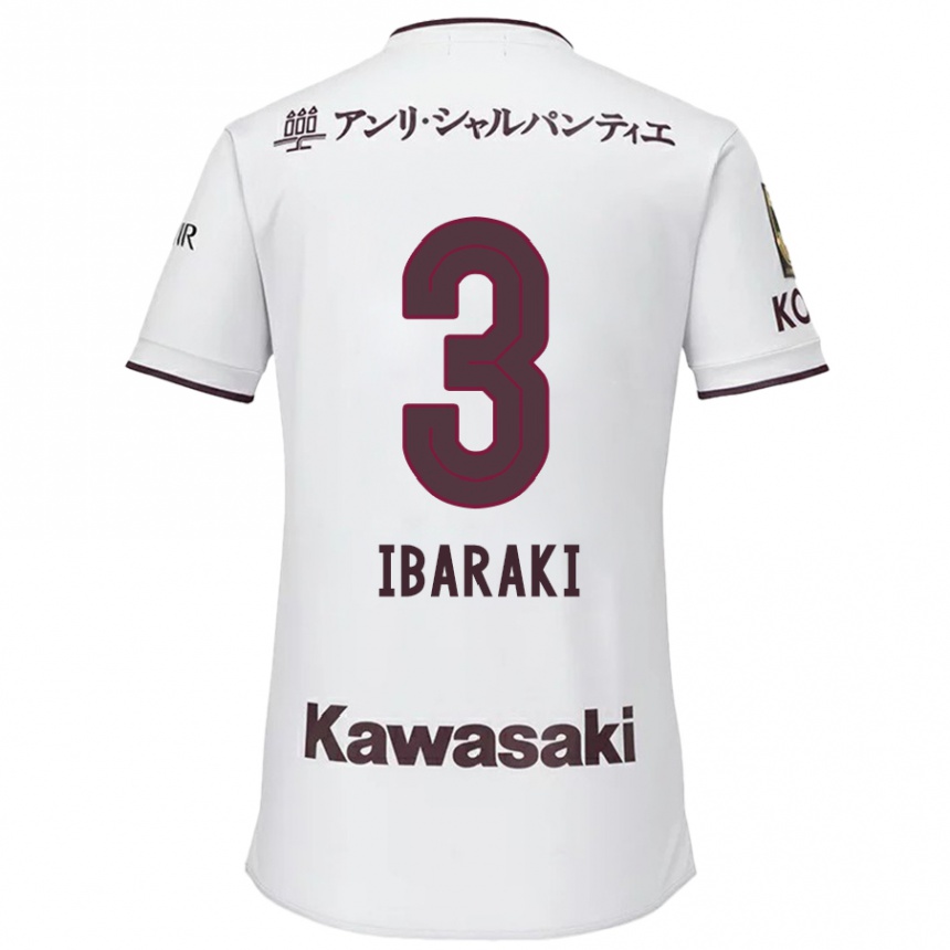 Kids Football Riku Ibaraki #3 White Red Away Jersey 2024/25 T-Shirt Za