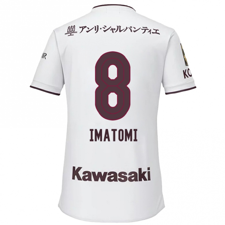 Kids Football Teruya Imatomi #8 White Red Away Jersey 2024/25 T-Shirt Za