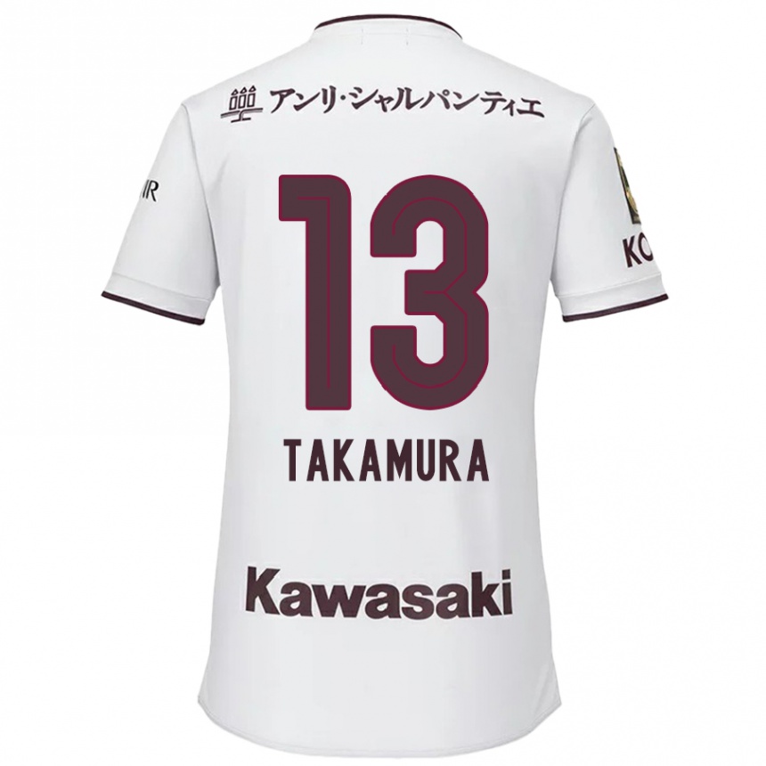 Kids Football Tokiya Takamura #13 White Red Away Jersey 2024/25 T-Shirt Za