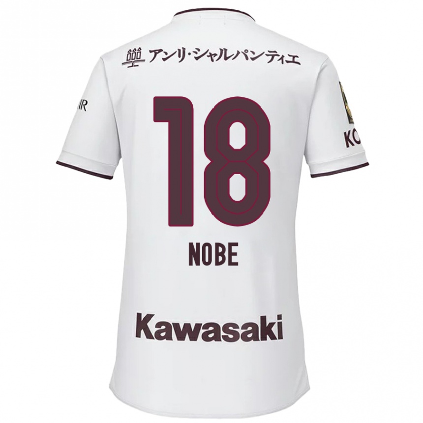 Kids Football Tomohiro Nobe #18 White Red Away Jersey 2024/25 T-Shirt Za