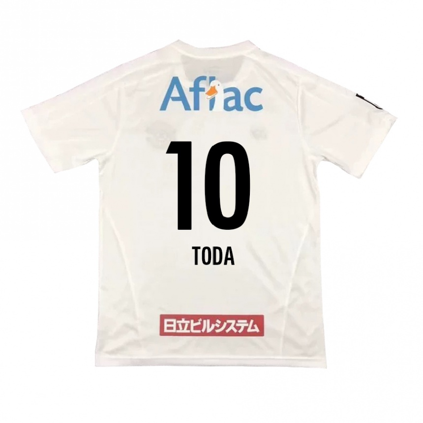 Kids Football Masato Toda #10 White Black Away Jersey 2024/25 T-Shirt Za