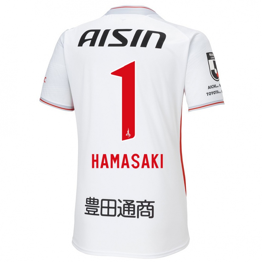 Kids Football Shiki Hamasaki #1 White Yellow Red Away Jersey 2024/25 T-Shirt Za