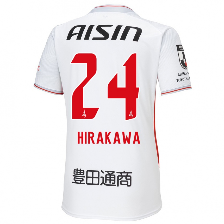 Kids Football Haruto Hirakawa #24 White Yellow Red Away Jersey 2024/25 T-Shirt Za