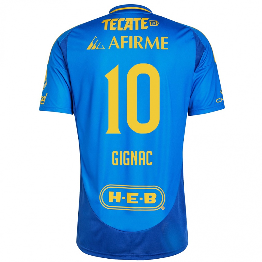 Kids Football André-Pierre Gignac #10 Blue Yellow Away Jersey 2024/25 T-Shirt Za