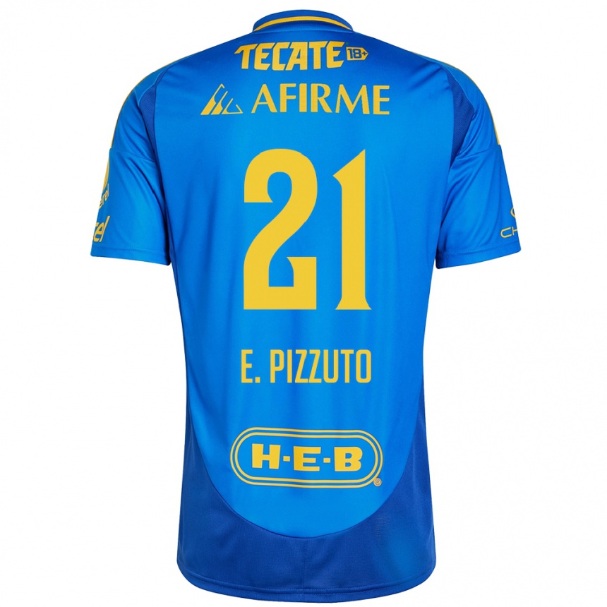 Kids Football Eugenio Pizzuto #21 Blue Yellow Away Jersey 2024/25 T-Shirt Za