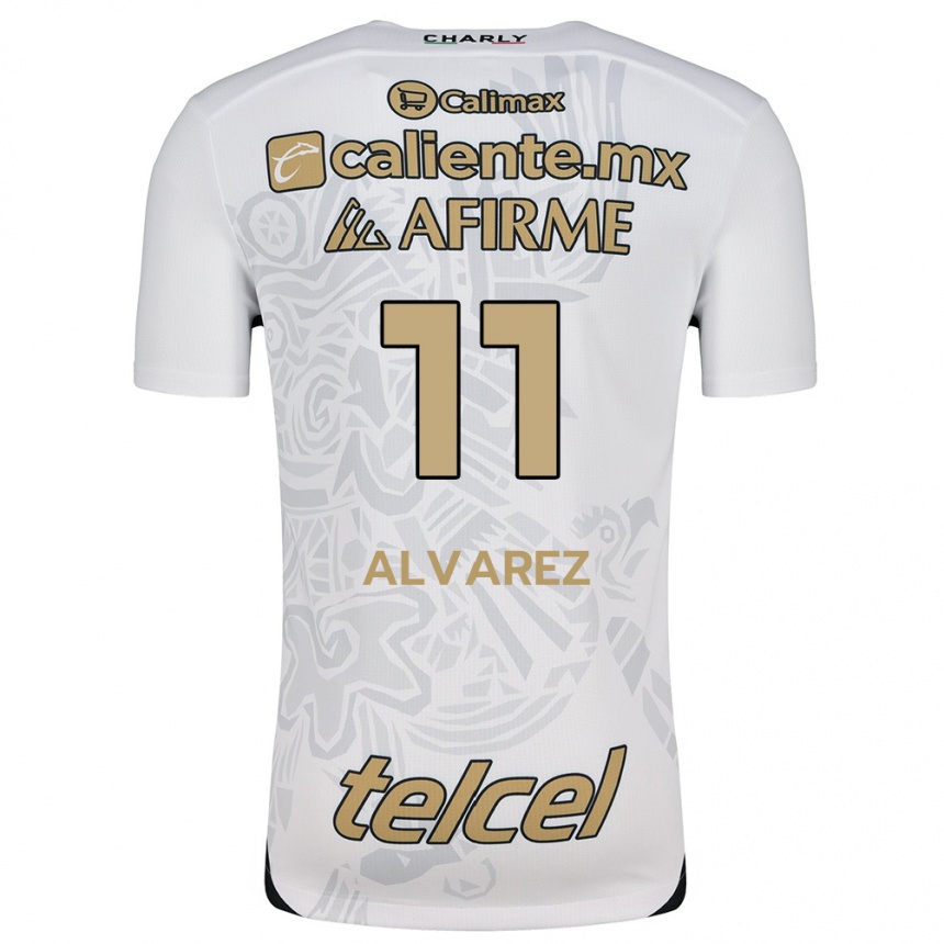 Kids Football Efraín Álvarez #11 White Black Away Jersey 2024/25 T-Shirt Za