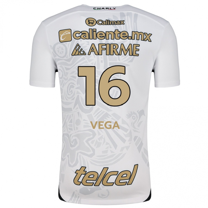 Kids Football Jesús Vega #16 White Black Away Jersey 2024/25 T-Shirt Za