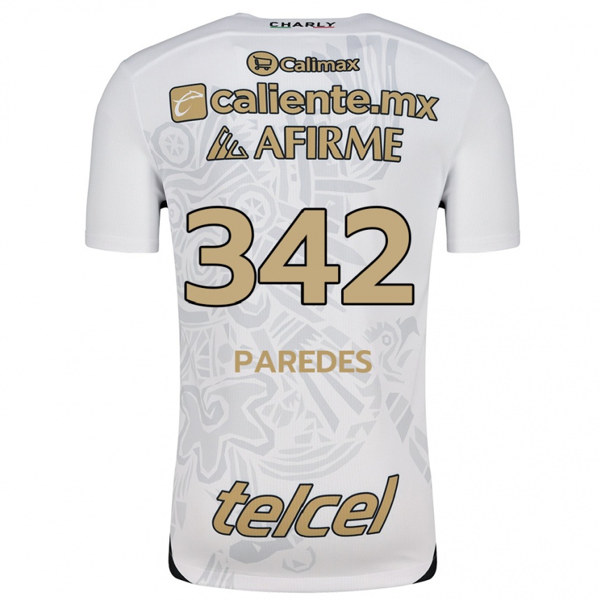 Kids Football Santiago Paredes #342 White Black Away Jersey 2024/25 T-Shirt Za