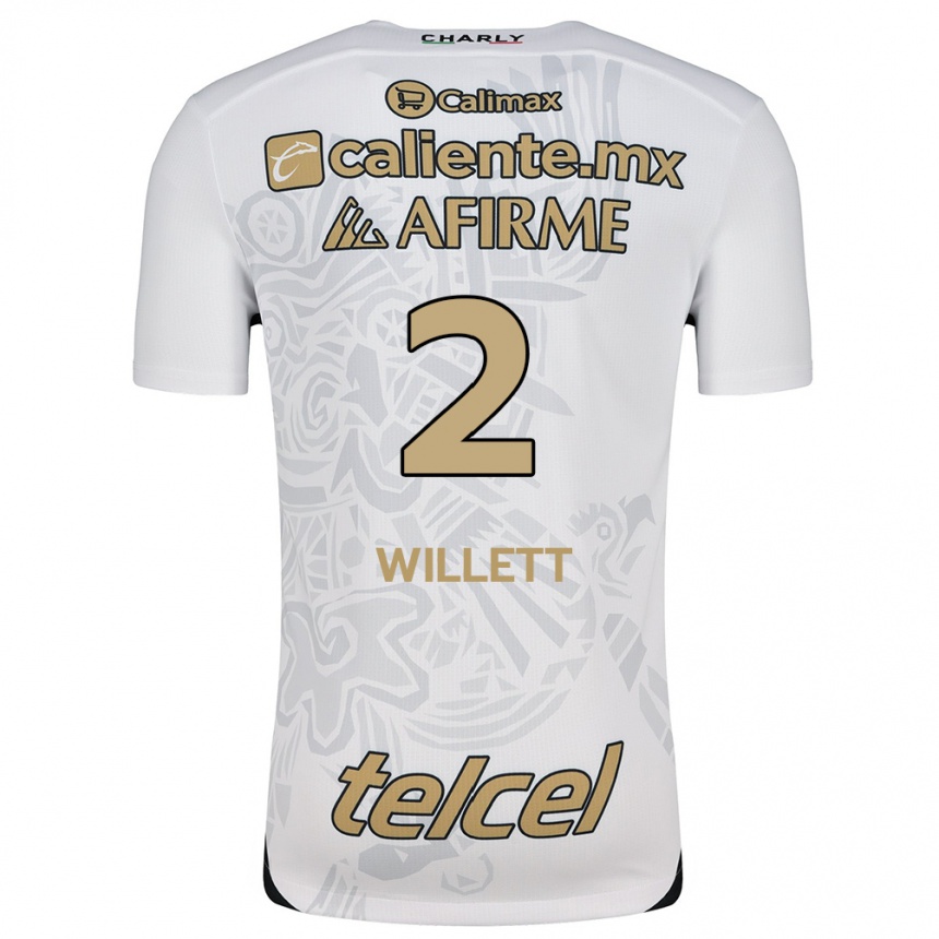 Kids Football Adyson Willett #2 White Black Away Jersey 2024/25 T-Shirt Za