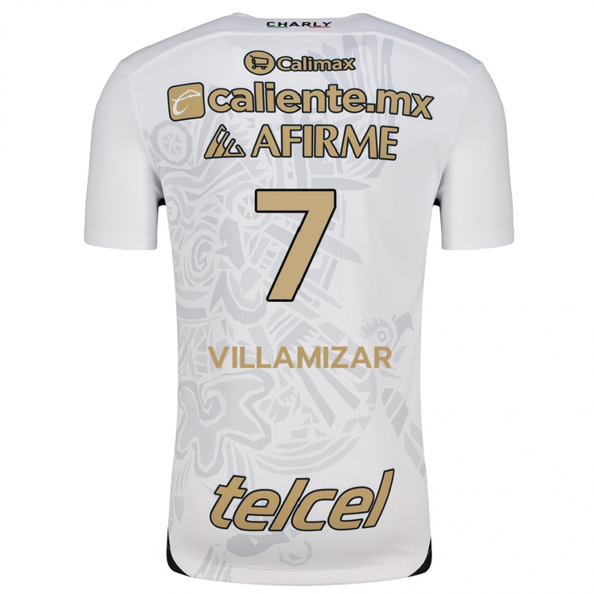 Kids Football Paola Villamizar #7 White Black Away Jersey 2024/25 T-Shirt Za