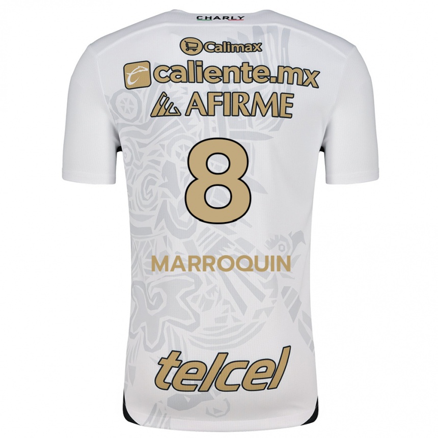 Kids Football Ammanda Marroquin #8 White Black Away Jersey 2024/25 T-Shirt Za