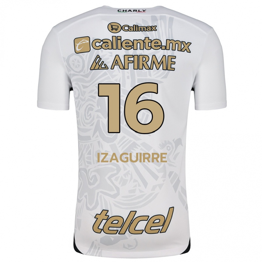 Kids Football Estefanía Izaguirre #16 White Black Away Jersey 2024/25 T-Shirt Za