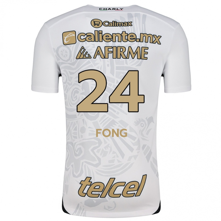 Kids Football Michel Fong #24 White Black Away Jersey 2024/25 T-Shirt Za