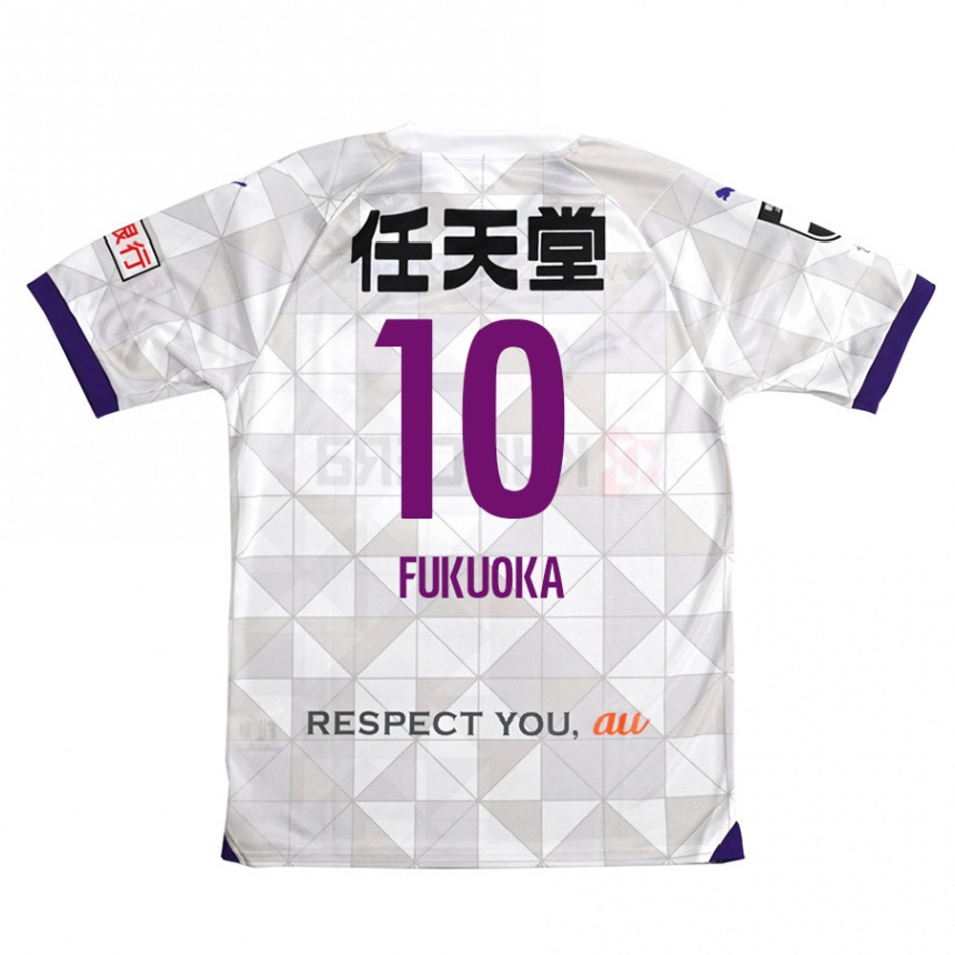 Kids Football Shimpei Fukuoka #10 White Purple Away Jersey 2024/25 T-Shirt Za