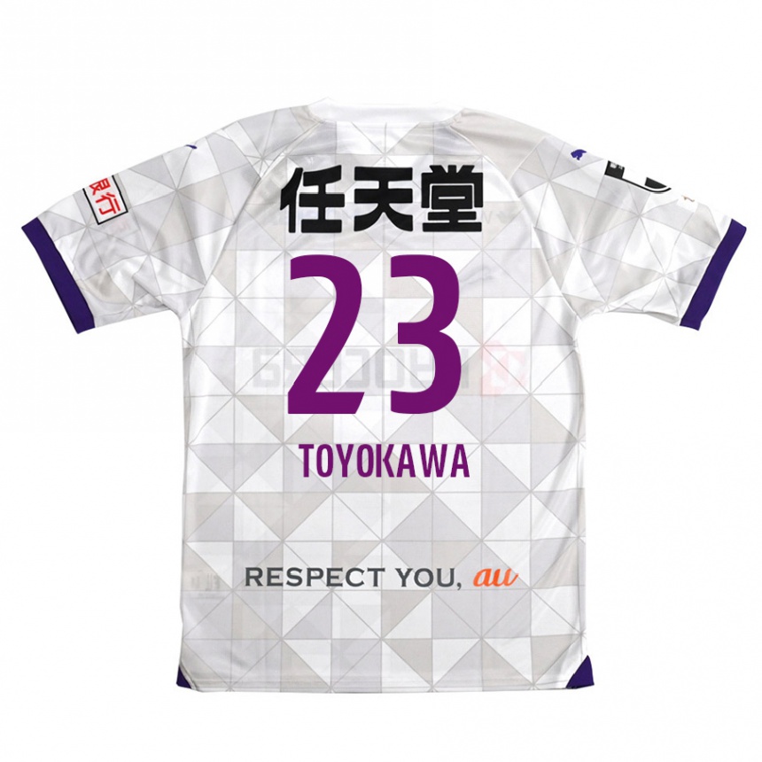 Kids Football Yuta Toyokawa #23 White Purple Away Jersey 2024/25 T-Shirt Za