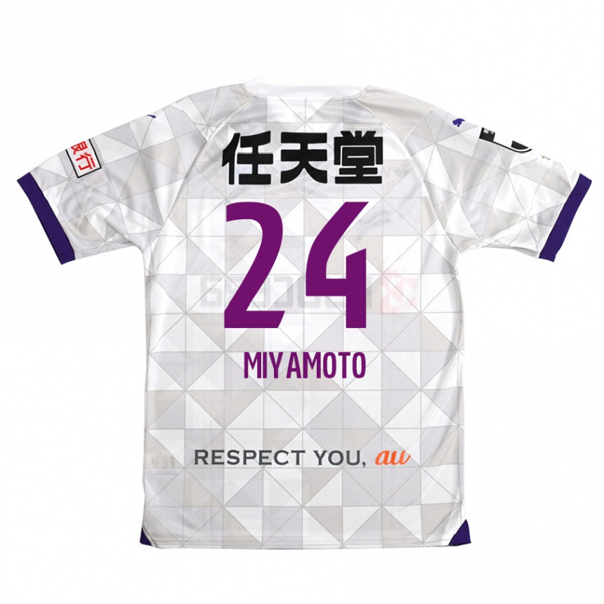 Kids Football Yuta Miyamoto #24 White Purple Away Jersey 2024/25 T-Shirt Za