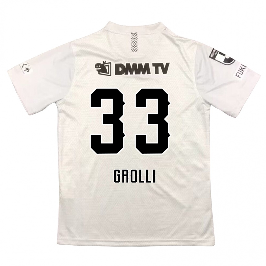 Kids Football Douglas Grolli #33 Gray Black Away Jersey 2024/25 T-Shirt Za