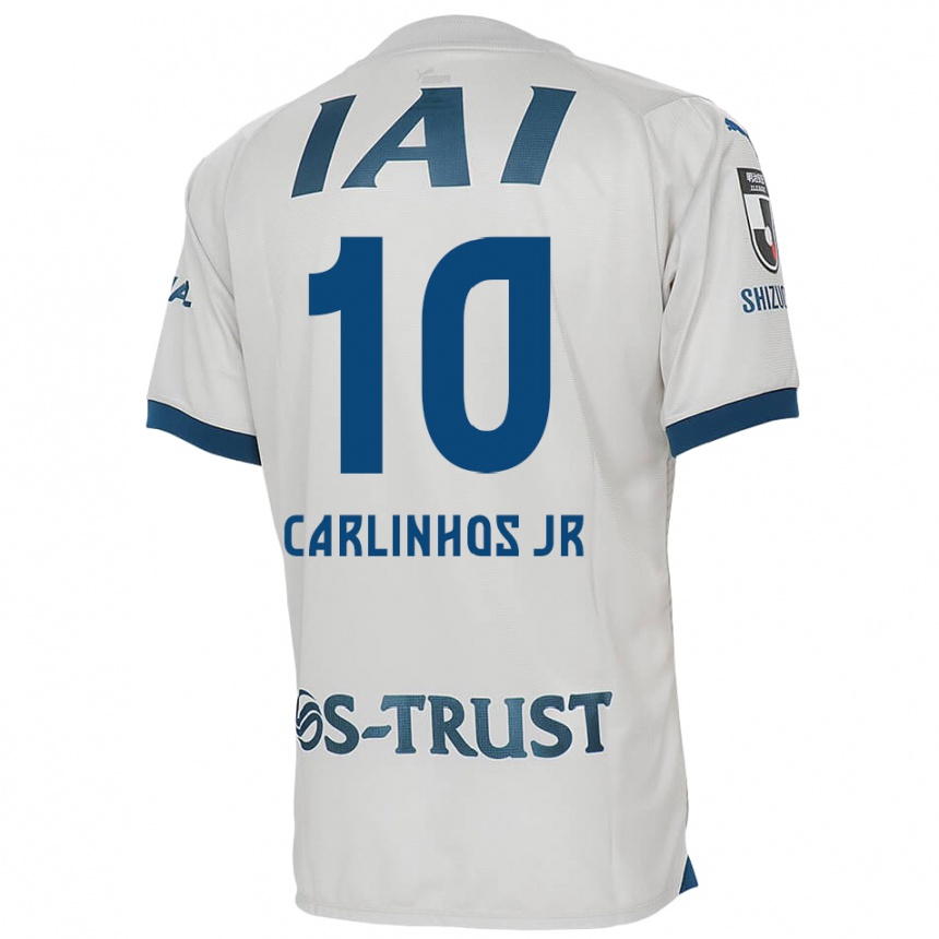 Kids Football Carlinhos Junior #10 White Blue Away Jersey 2024/25 T-Shirt Za