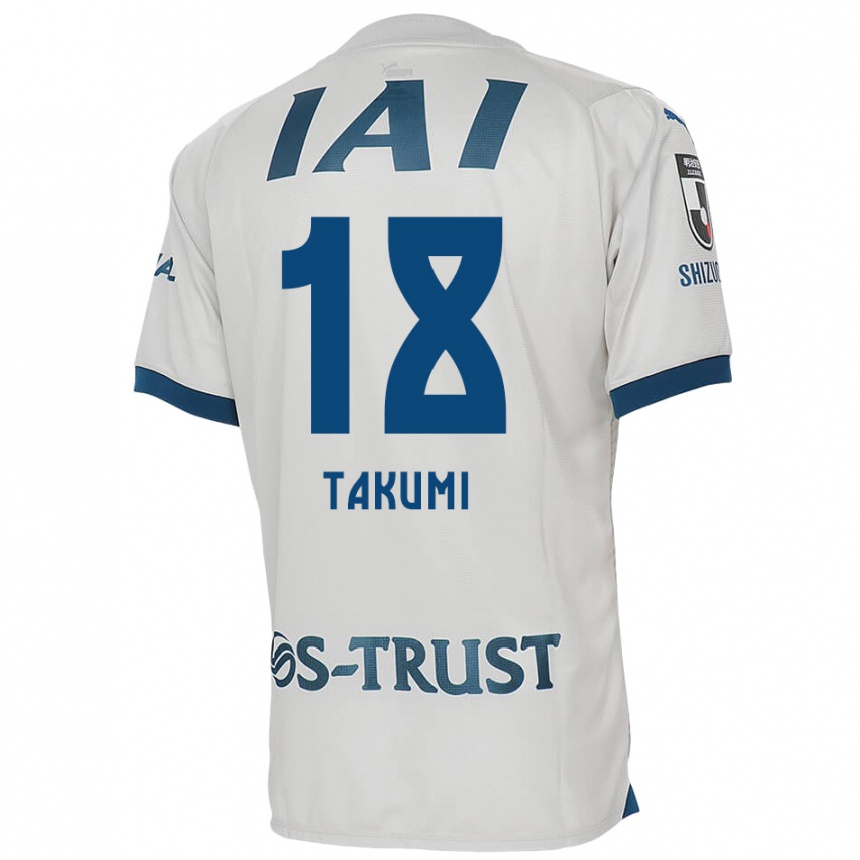 Kids Football Takumi Kato #18 White Blue Away Jersey 2024/25 T-Shirt Za