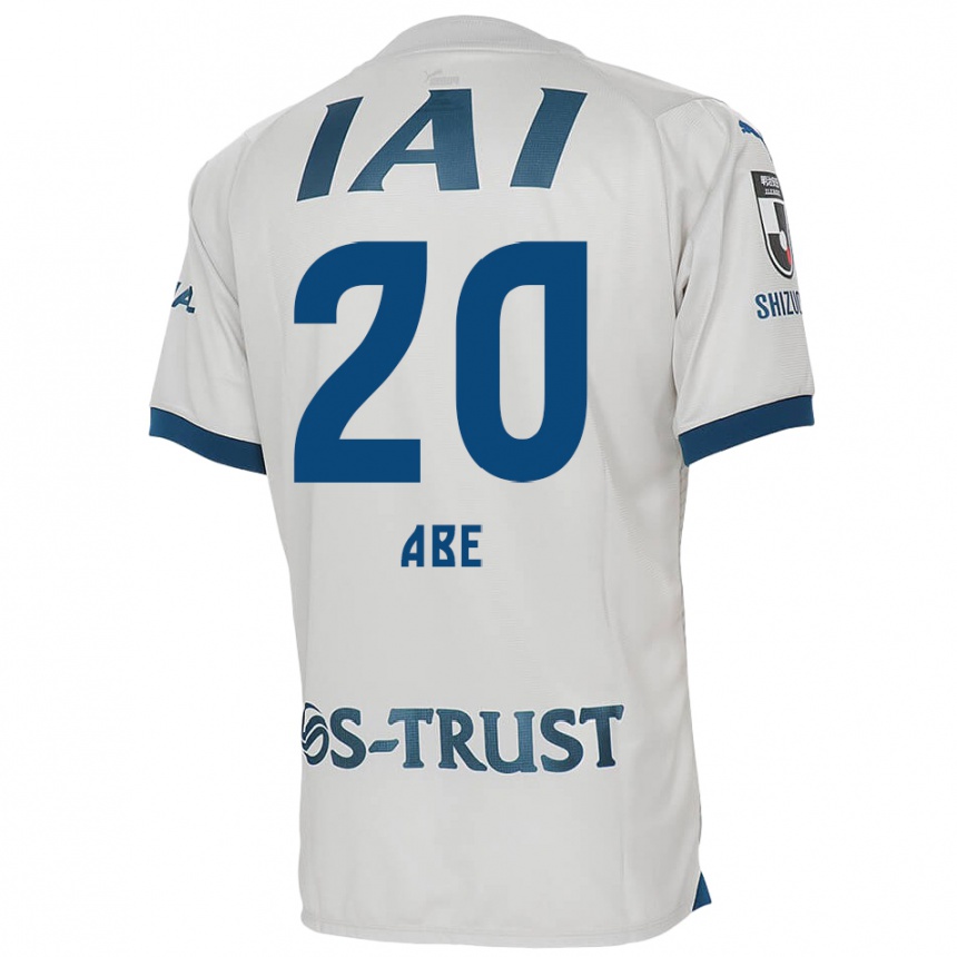 Kids Football Ryoya Abe #20 White Blue Away Jersey 2024/25 T-Shirt Za