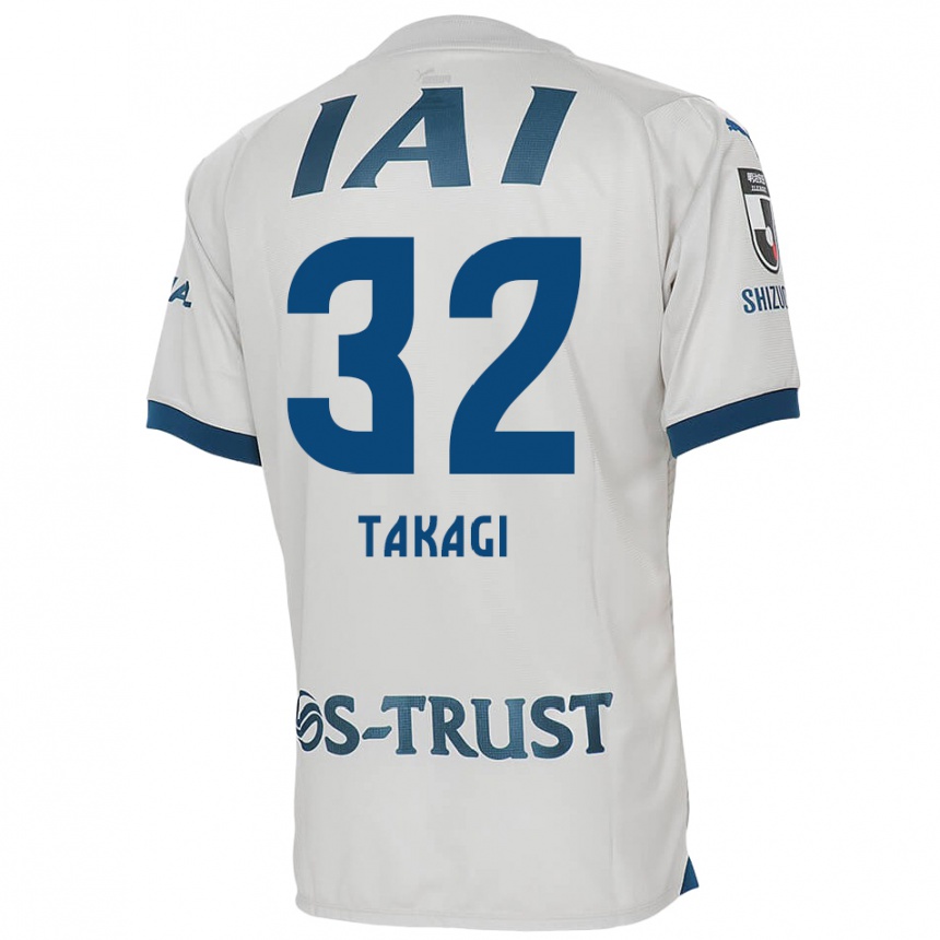 Kids Football Sen Takagi #32 White Blue Away Jersey 2024/25 T-Shirt Za