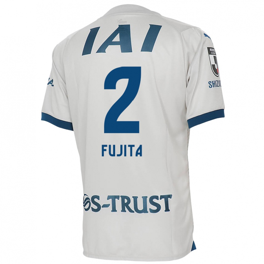 Kids Football Shunsuke Fujita #2 White Blue Away Jersey 2024/25 T-Shirt Za