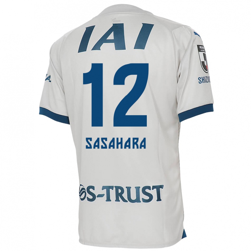 Kids Football Kenshin Sasahara #12 White Blue Away Jersey 2024/25 T-Shirt Za