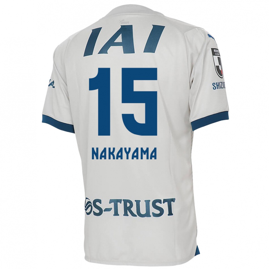 Kids Football Atsuki Nakayama #15 White Blue Away Jersey 2024/25 T-Shirt Za