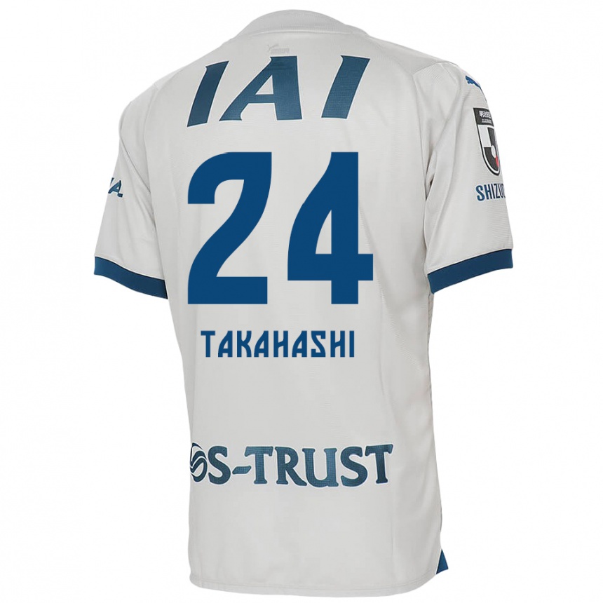 Kids Football Yuzuki Takahashi #24 White Blue Away Jersey 2024/25 T-Shirt Za