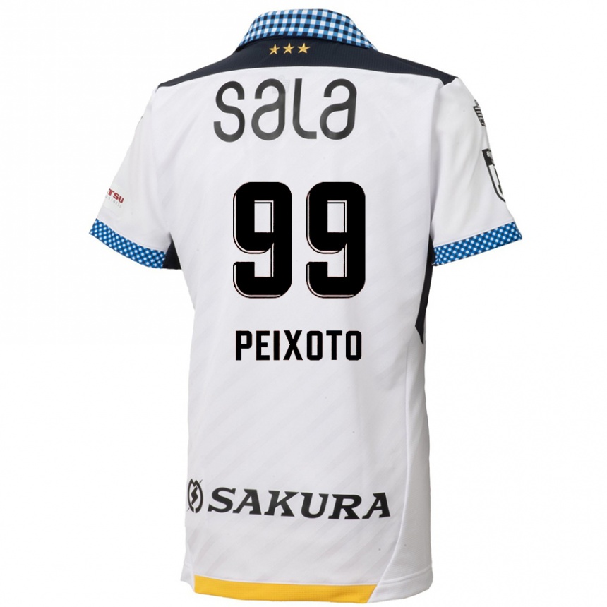 Kids Football Matheus Peixoto #99 White Black Away Jersey 2024/25 T-Shirt Za