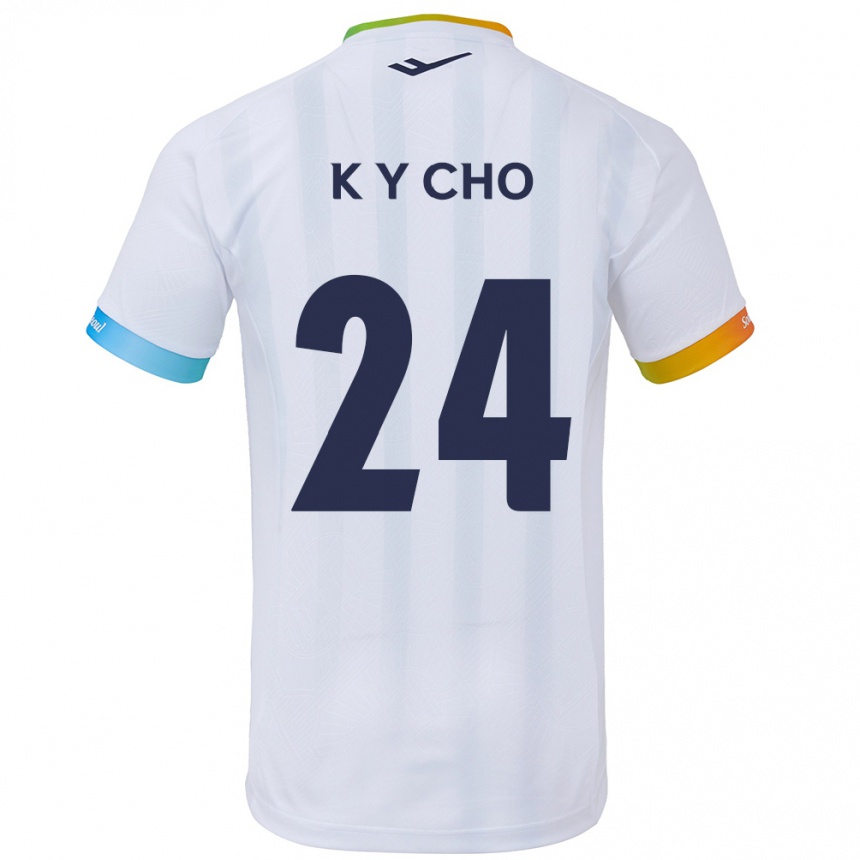 Kids Football Young-Kwang Cho #24 White Blue Away Jersey 2024/25 T-Shirt Za