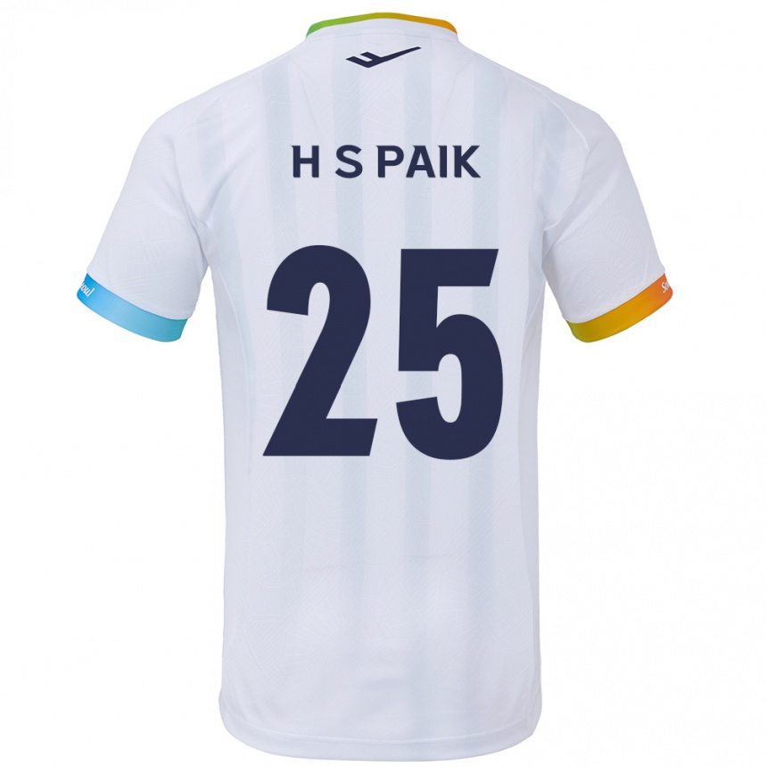 Kids Football Sang-Hoon Paik #25 White Blue Away Jersey 2024/25 T-Shirt Za