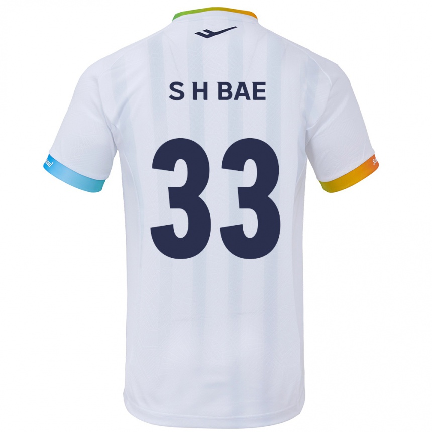 Kids Football Hyun-Seo Bae #33 White Blue Away Jersey 2024/25 T-Shirt Za