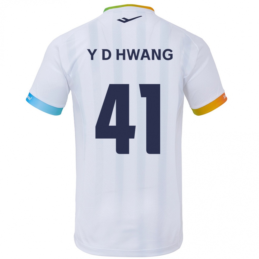 Kids Football Do-Yoon Hwang #41 White Blue Away Jersey 2024/25 T-Shirt Za