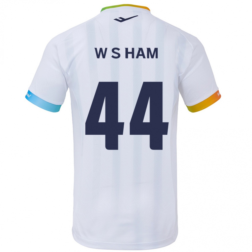 Kids Football Sun-Woo Ham #44 White Blue Away Jersey 2024/25 T-Shirt Za