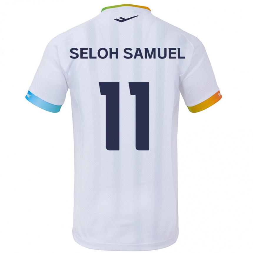 Kids Football Gbato Seloh Samuel #11 White Blue Away Jersey 2024/25 T-Shirt Za