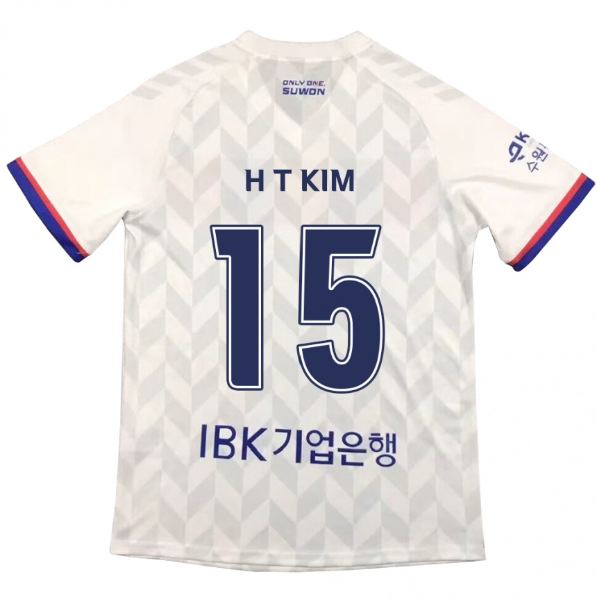 Kids Football Tae-Han Kim #15 White Blue Away Jersey 2024/25 T-Shirt Za