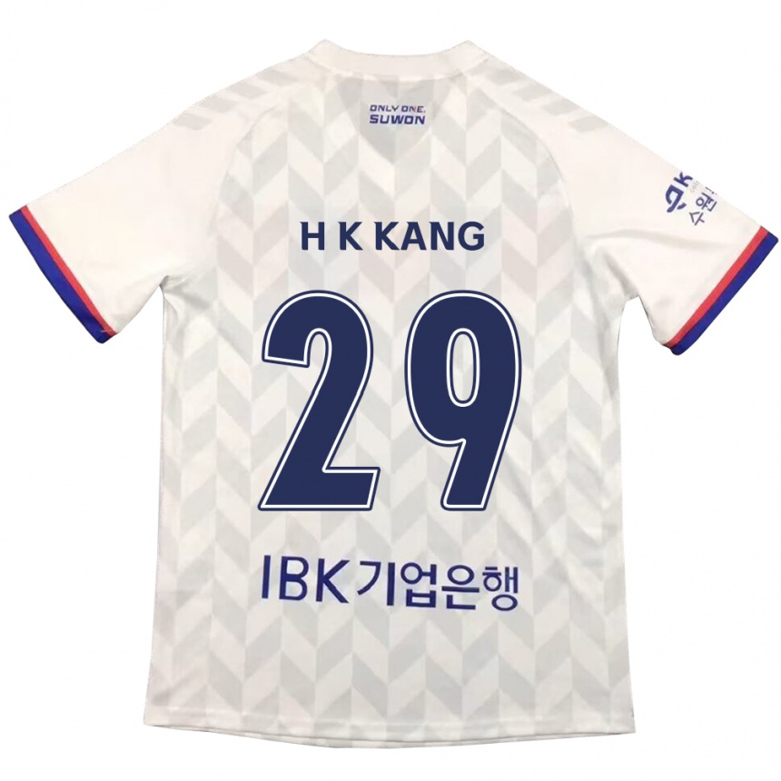 Kids Football Kyo-Hun Kang #29 White Blue Away Jersey 2024/25 T-Shirt Za