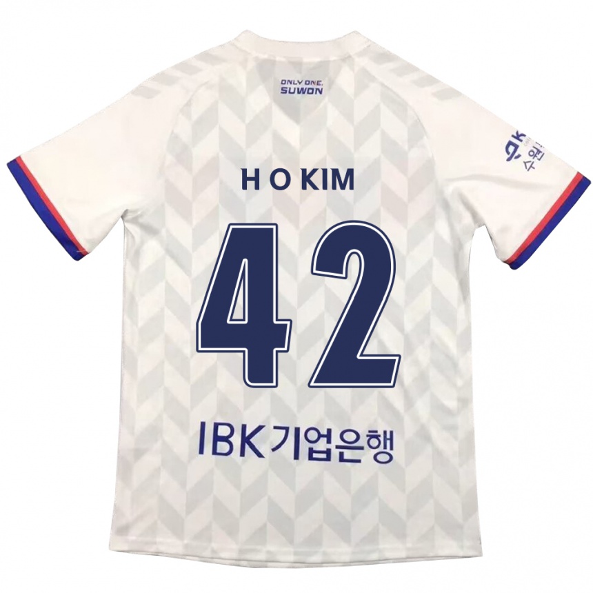 Kids Football One-Hyung Kim #42 White Blue Away Jersey 2024/25 T-Shirt Za