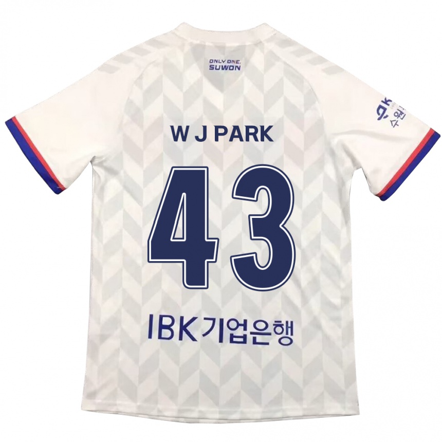 Kids Football Jin-Woo Park #43 White Blue Away Jersey 2024/25 T-Shirt Za