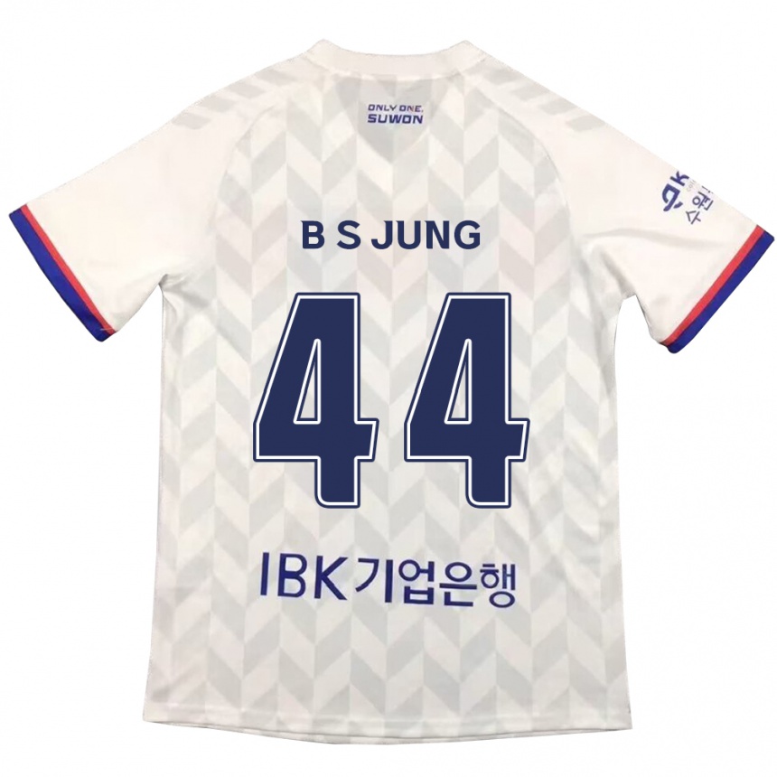 Kids Football Seung-Bae Jung #44 White Blue Away Jersey 2024/25 T-Shirt Za