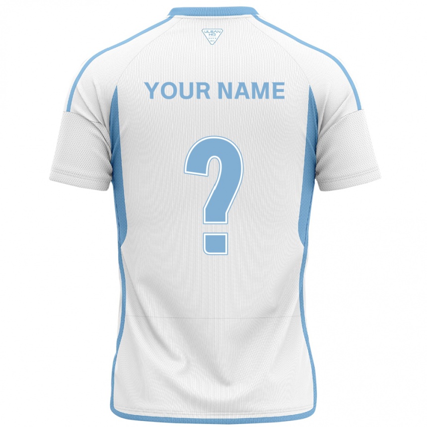 Kids Football Your Name #0 White Blue Away Jersey 2024/25 T-Shirt Za