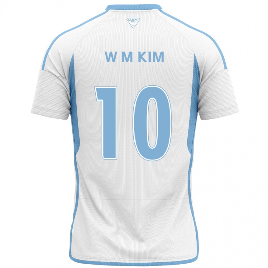 Kids Football Min-Woo Kim #10 White Blue Away Jersey 2024/25 T-Shirt Za