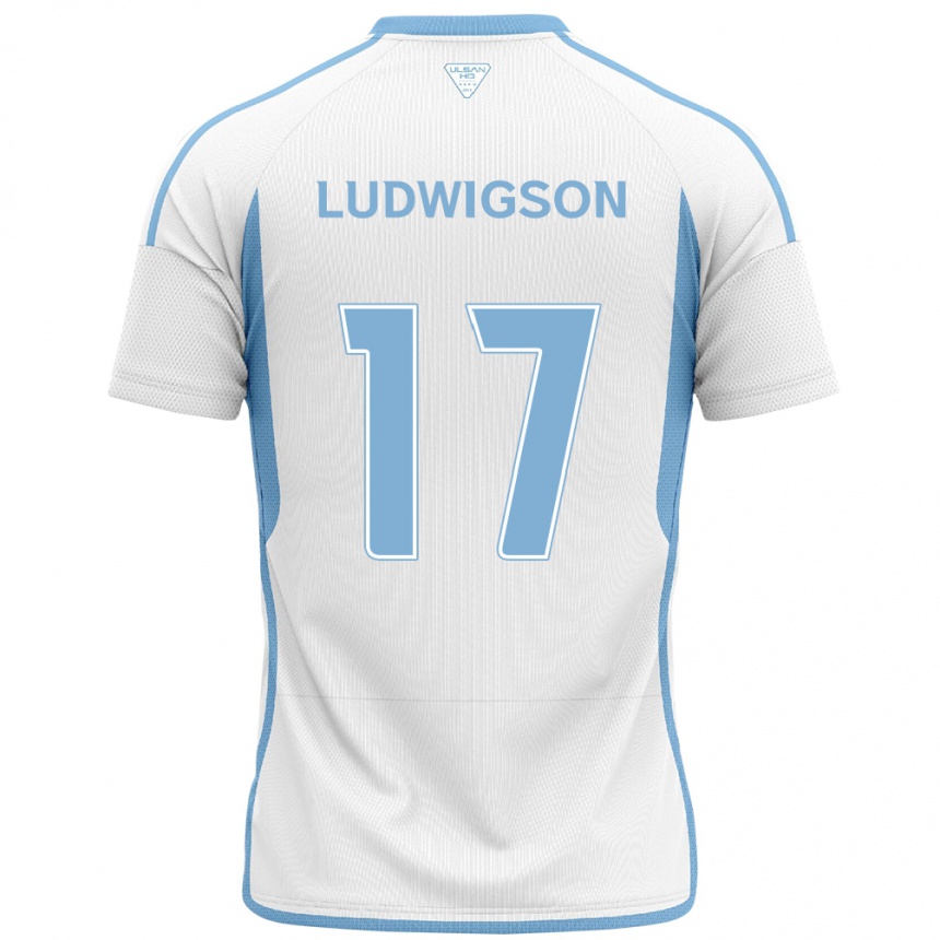 Kids Football Gustav Ludwigson #17 White Blue Away Jersey 2024/25 T-Shirt Za