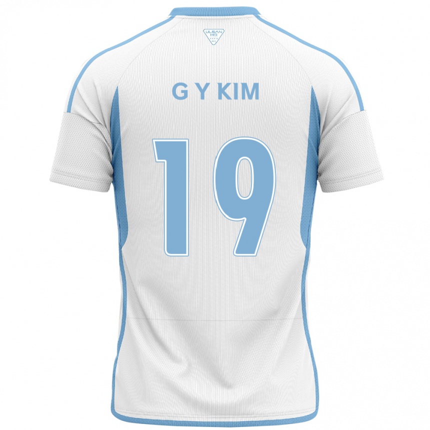 Kids Football Young-Gwon Kim #19 White Blue Away Jersey 2024/25 T-Shirt Za