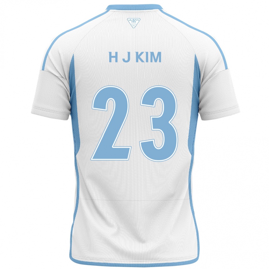 Kids Football Ju-Hwan Kim #23 White Blue Away Jersey 2024/25 T-Shirt Za